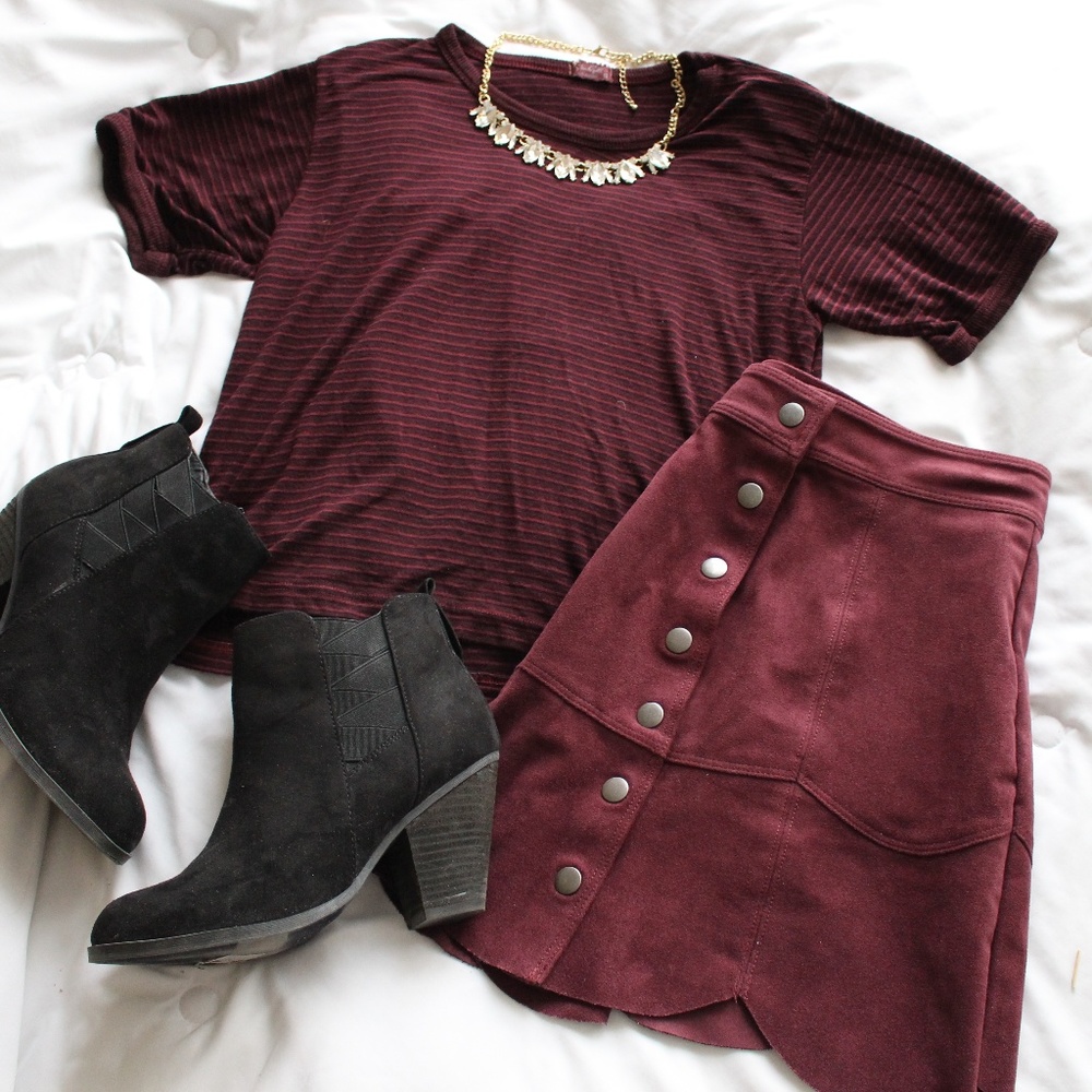 Maroon with Red Stripes T-Shirt